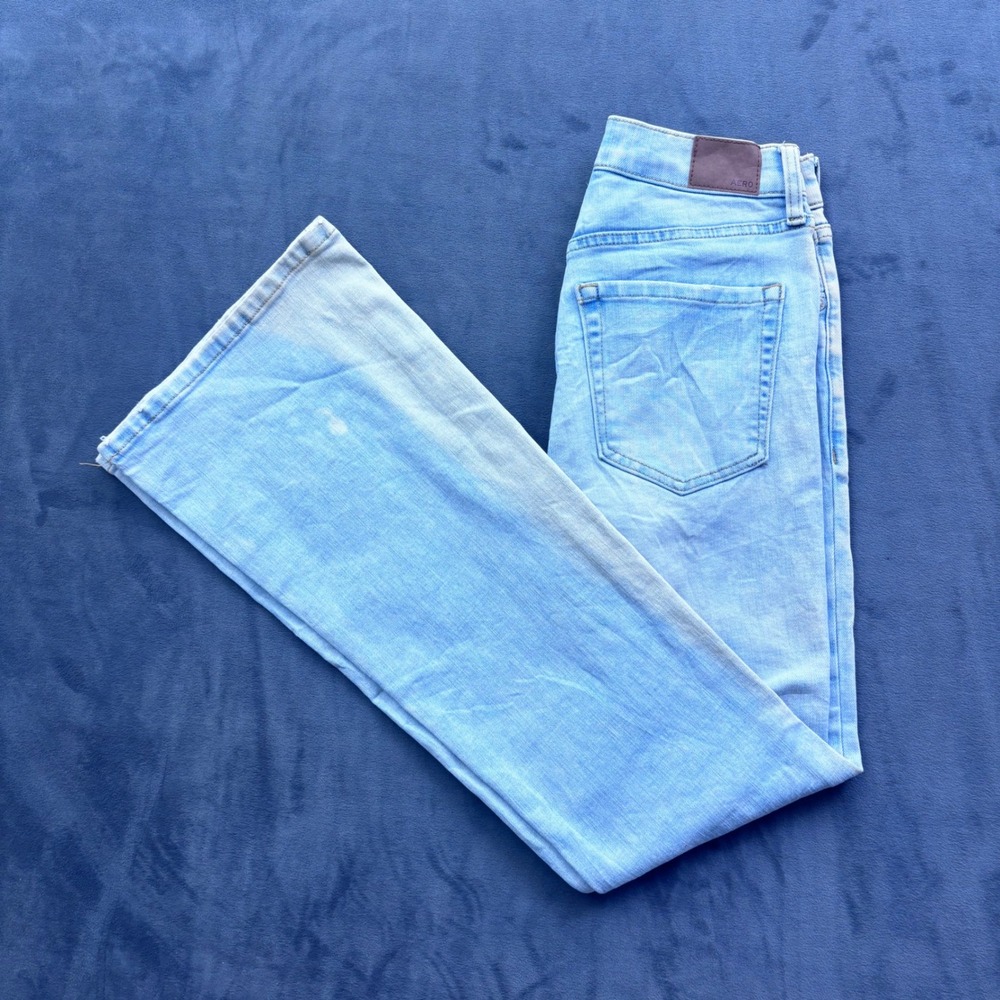 Aeropostale High Rise Flare Jeans Light Wash Distressed Blue Denim Size 4